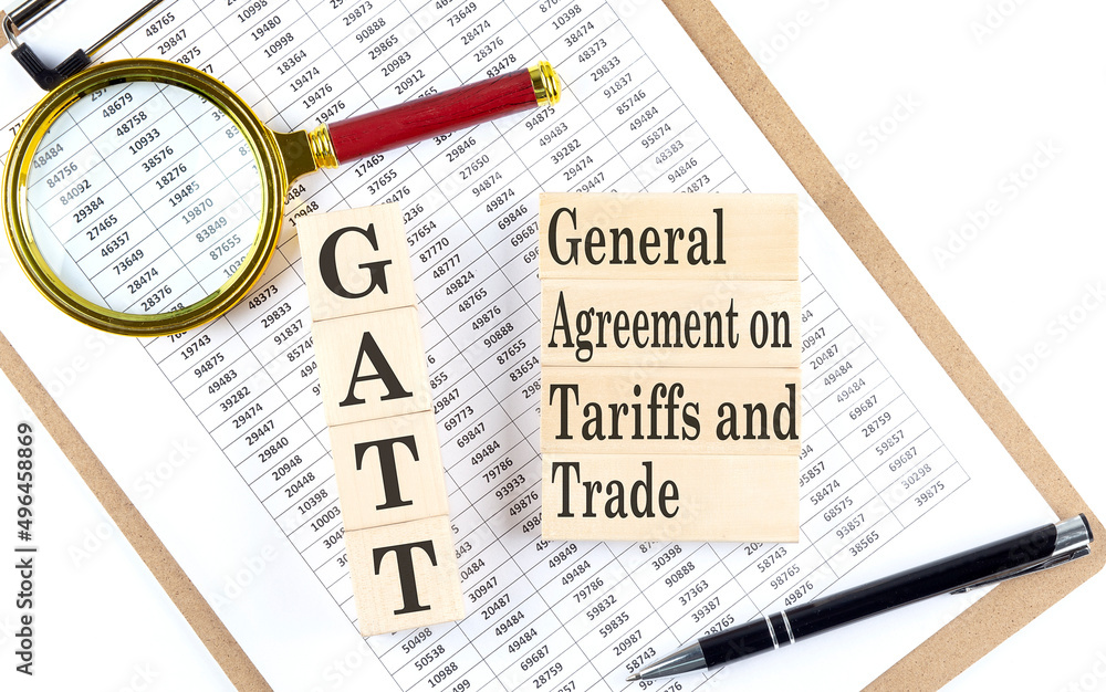 Poster gatt text on wooden block on chart background