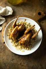 Roasted guinea fowl with couscous