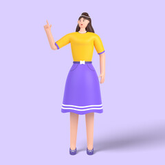 3d female character having great idea, finding inspiration or solution to problem.