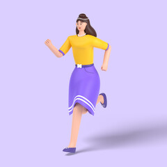 3d female character doing running exercise