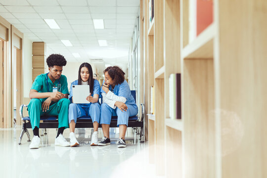 A Group Of Medical Students Are Happily Discussing Their Future Dreams.