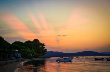 sunset over the river