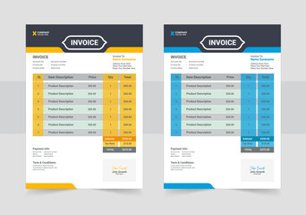 Invoice template vector design. Bill form business invoice accounting