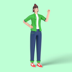 3d female character showing nice gesture pose