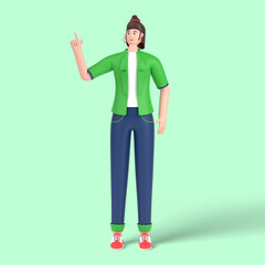 3d female character having great idea, finding inspiration or solution to problem.