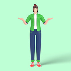 3d female character know nothing, cant understand, he don't know what to choose