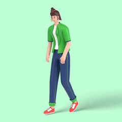 3d female character Suffer of Depression or Anxiety Problem Feel Frustrated Walking, looking sad