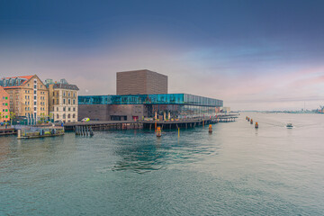 The Royal Danish Playhouse is a theatre building for the Royal Danish Theatre, situated on the harbour front of central Copenhagen, Denmark - obrazy, fototapety, plakaty