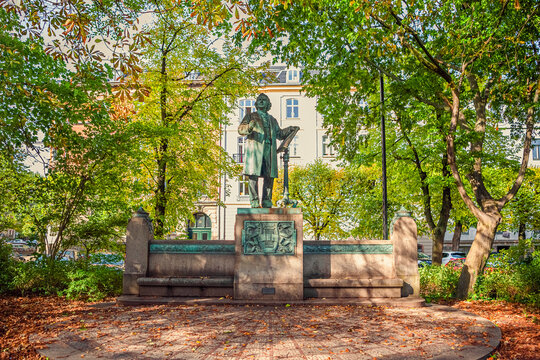The Statue of Danish composer Niels W. Gade located in public park &Oslash;stre Anl&aelig;g in Copenhagen, Denmark