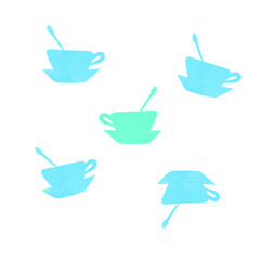 Coffee or tea cups with spoons