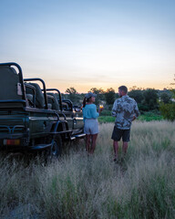 South Africa The Klaserie Private Nature Reserve February , luxury safari car during a game drive,...