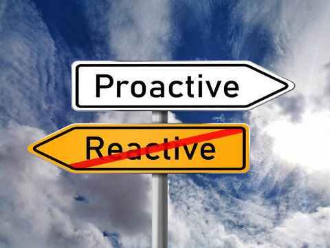 proactive or reactive, opposite signs, opposite signs with blue sky background, road sign, opposite sign