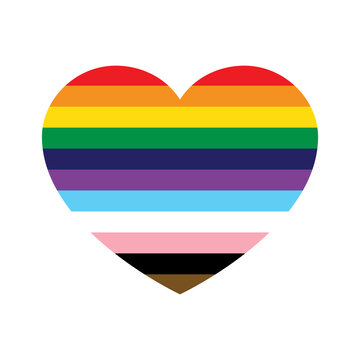 LGBTQ Pride Heart. Heart Shape with LGBT Progress Pride Rainbow Flag Pattern