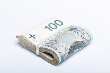 Plik banknotow obwiazany gumka