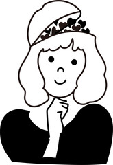 イラスト　ベクター　女性　考える　ハート　恋