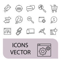 SEO icons set . SEO pack symbol vector elements for infographic web