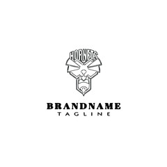 bee logo icon design template black vector illustration