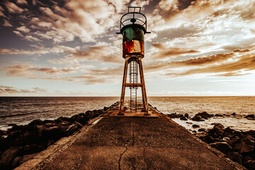 Jetty and lighthouse in Saint-Pierre, La Reunion island