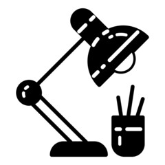 School Desk Lamp Flat Icon Isolated On White Background