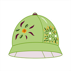 Hat icon. Colorful graphic sketch. Idea for decors, logo, covers, holidays, gifts, art. Isolated vector.