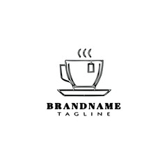 cup cartoon logo design template icon black isolated vector illustration