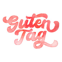 Text ‘Guten Tag’ written in hand-lettered watercolor script font.