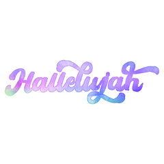 Text ‘Hallelujah’ written in hand-lettered watercolor script font.