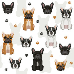 Seamless vector pattern. Background. French Bulldogs