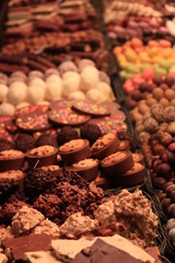 Chocolate pralines at a market