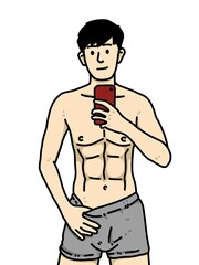 Fototapeta premium cute man cartoon on white background