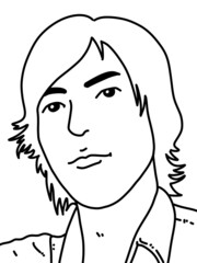 black and white of cute man for coloring