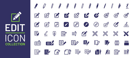 Edit icon collection. Writing note symbol vector illustration. - obrazy, fototapety, plakaty