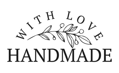 Made with Love inscription lettering quote. Made with Love calligraphy. Made with Love card. Vector illustration	
