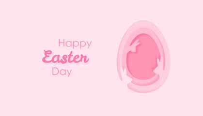 Happy easter background and wallpaper, egg with bunny, pink