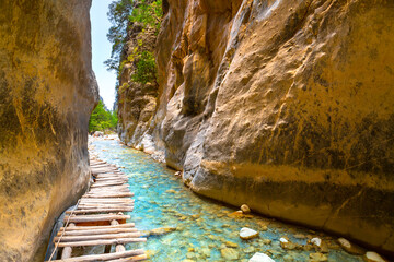 National Park Samaria Gorge, hiking trail. Crete, Greece