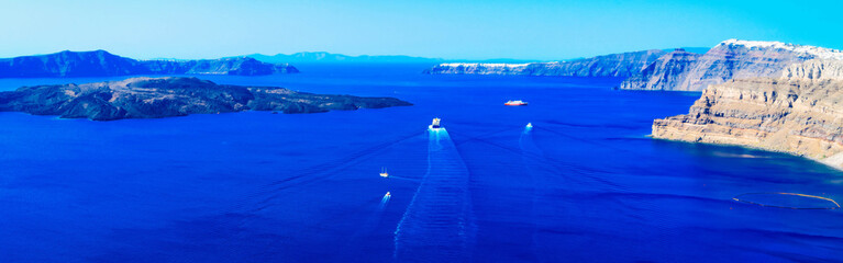 Pool and view of Santorini caldera