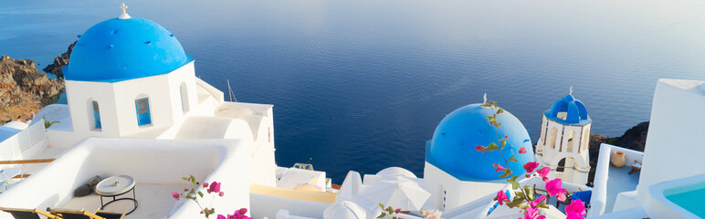 Obraz premium white belfries Santorini island, Greece