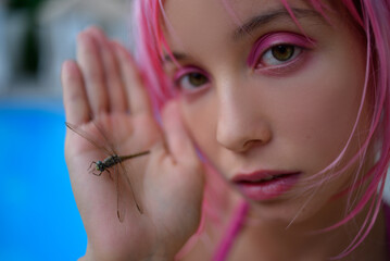 beautiful girl and cocktail. for cover, for banner