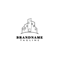 Fototapeta premium hotel logo cartoon icon design template black isolated vector