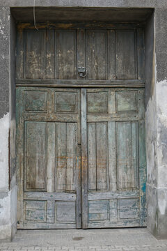 Old door in historical district of Warsaw