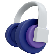 3d rendering of headset icon isolated on white concept of music listening. 3d render illustration cartoon style.