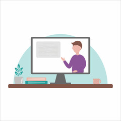 Fototapeta premium Online education. Flat vector illustration