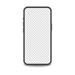 Phone vector mockup. Phone mockup, technology device, smartphone with blank screen. Empty display. PNG.