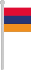 Vector illustration of the flag of Armenia on a flagpole