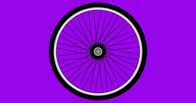 Rear bicycle wheel spinning spiked bicycle tire Bike rubber. Mountain tyre Fitness cycle Mountainbike