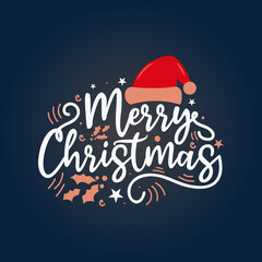 Merry Christmas and Happy New Year vector  label, banner typography background.