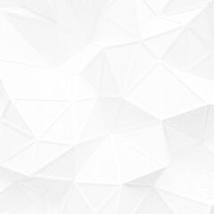 abstract white low poly background hole mesh. chamfer rectangular pattern 3d render. blank empty backdrop with copy space technology modern future business style concept.