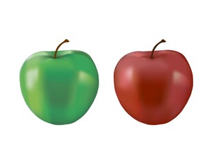 Two vector apples isolated: green and red