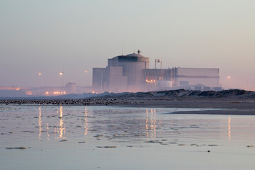 View of Koeberg Nuclear power station with early morning mist, Cape Town, Western Cape, South Africa.