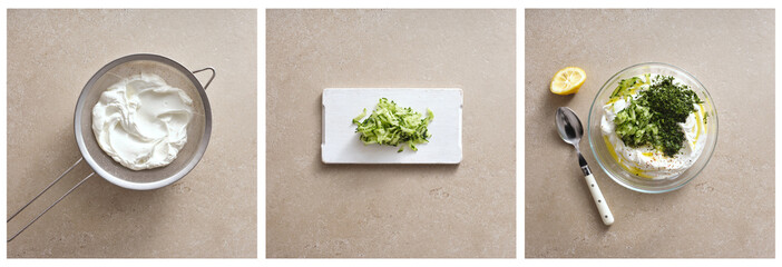 Fresh tzatziki recipe summer meal. Rich, creamy and full of fresh herbs, it's delicious on pita. Step by step recipe.